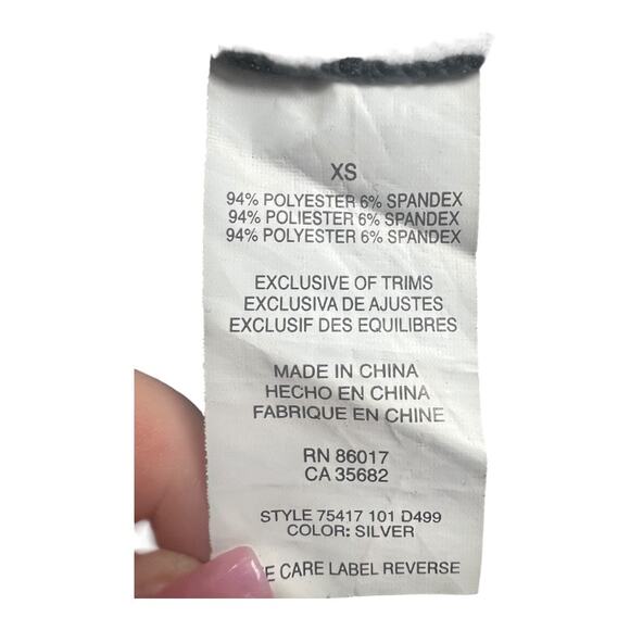 Bebe Pewter Draped Cocktail Dress Party Evening Date Night Out XS Strapless - Picture 12 of 12